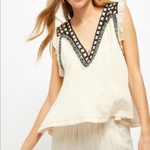 Free People Marketplace Ecru Boho Top Medium